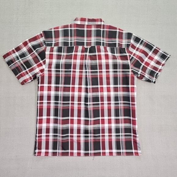 True Rock Shirt Men's 3XL Black Red Plaid Short Sleeve Button Up Pocket Y2K NWT - Picture 2 of 16